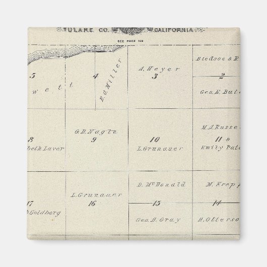 Aimant Carte de section du comté de T23S R22E Tulare (Devant)