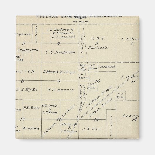 Aimant Carte de section du comté de T23S R23E Tulare (Devant)