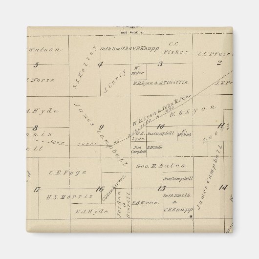Aimant Carte de section du comté de T24S R22E Tulare (Devant)