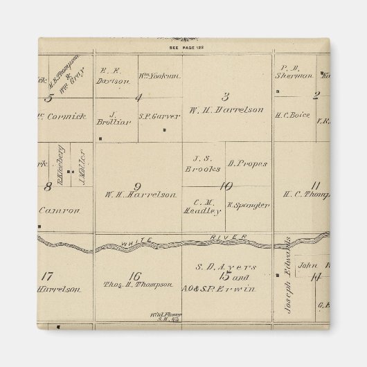 Aimant Carte de section du comté de T24S R26E Tulare (Devant)