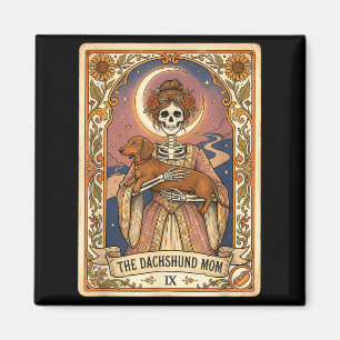 Aimant Carte de tarot de la mère teckel squelette chien s