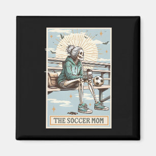 Aimant Carte de tarot de maman de football Rétro Skeleton