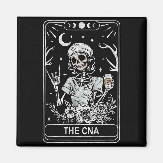 Aimant Carte de tarot d'infirmière certifiée CNA Skeleton (Devant)