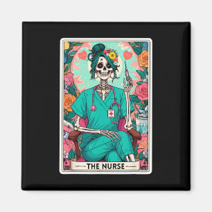 Aimant Carte de Tarot infirmière drôle Skeleton Nurse Wit