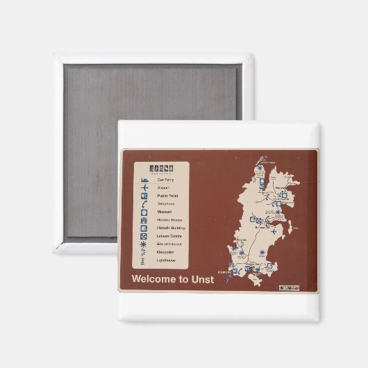 Aimant Carte de Unst, Shetland Isles Irlande (Recto/Verso)