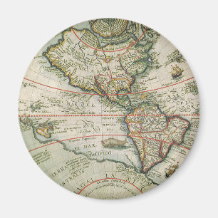 Aimant Carte de Vieux Monde antique des Amériques, 1597