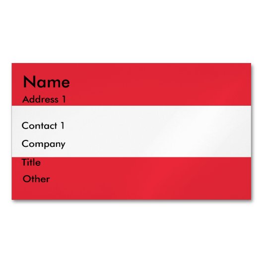 Aimant carte de visite avec Drapeau d'Autriche (devant)