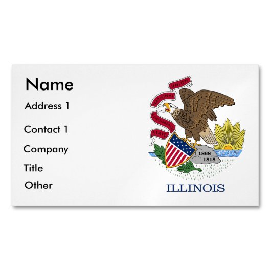Aimant carte de visite avec drapeau de l'Illinois (devant)