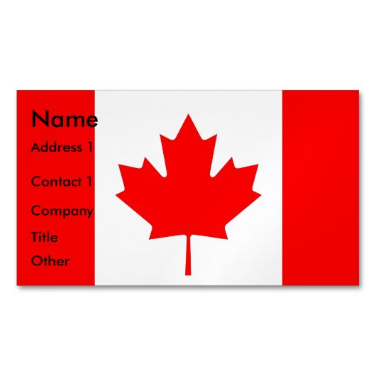 Aimant carte de visite avec drapeau du Canada (devant)