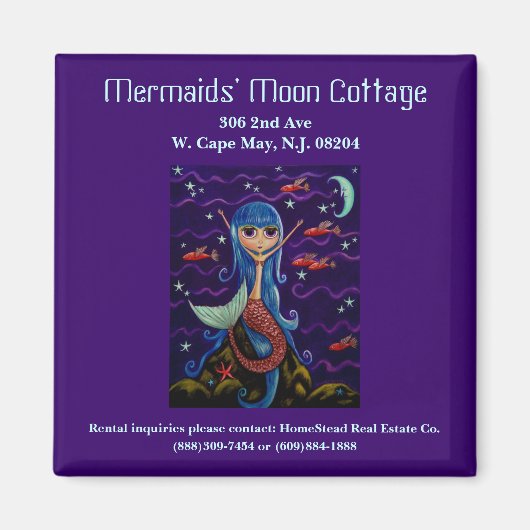 Aimant Carte de visite de la lune de sirène (Devant)