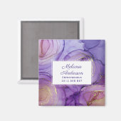 Aimant Carte de visite Rose chic violet or (Recto/Verso)