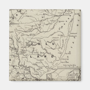 Aimant Carte de Zululand avec les frontières contiguës