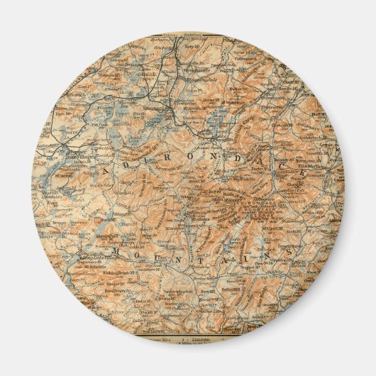 Aimant Carte des Adirondacks 1909 du guide de voyage de B (Devant)