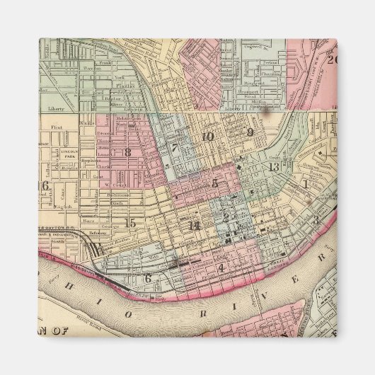 Aimant Carte des Cincinnati par Mitchell (Devant)