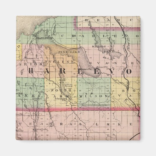 Aimant Carte des comtés de Charlevoix et d'Antrim, Michig (Devant)