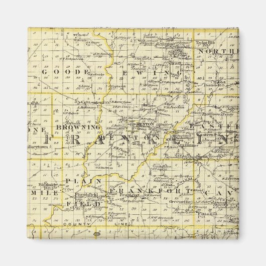 Aimant Carte des comtés de Franklin et Williamson (Devant)