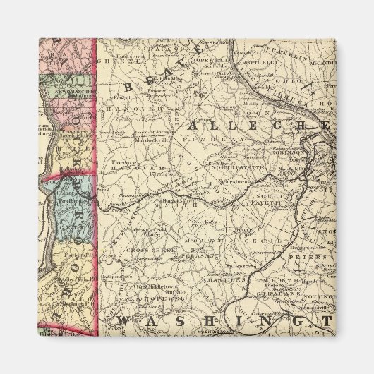 Aimant Carte des comtés de Hancock, Brooke, Ohio, Marshal (Devant)