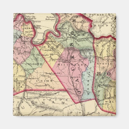 Aimant Carte des comtés de Mason, Jackson, Roane (Devant)