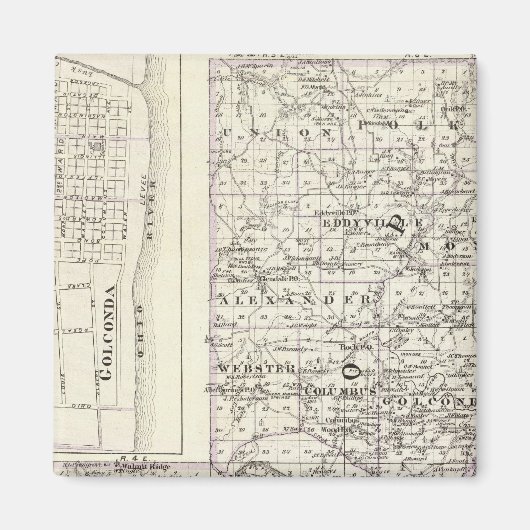 Aimant Carte des comtés de Pope & Massac et Golconda (Devant)
