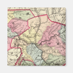 Aimant Carte des comtés de Putnam, Kanawha, Boone