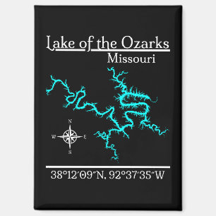 Aimant Carte des coordonnées du lac des Ozarks Missouri