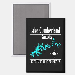 Aimant Carte des coordonnées du rivage du lac Cumberland