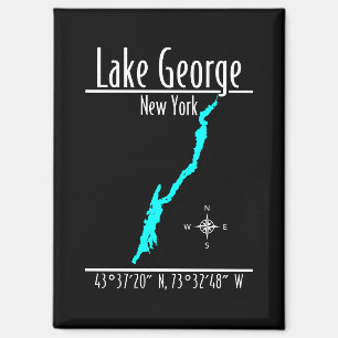 Aimant Carte des coordonnées du rivage du lac George, New