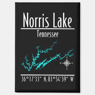 Aimant Carte des coordonnées du rivage du lac Norris Tenn