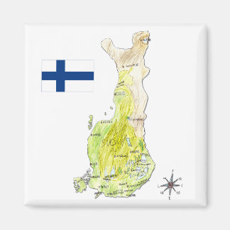 Aimant Carte des couleurs de Finlande dessinée à la main