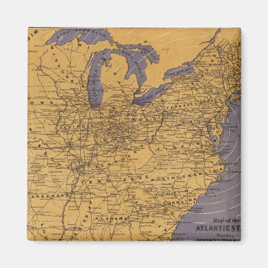 Aimant Carte des États de l'Atlantique (Devant)