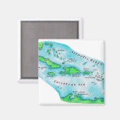 Aimant Carte des îles des Caraïbes (Recto/Verso)