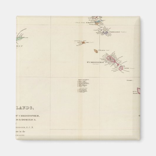 Aimant Carte des îles Leeward (Devant)