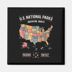 Aimant Carte des parcs nationaux américains Préserver Pro