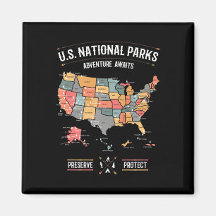 Aimant Carte des parcs nationaux américains Préserver Pro