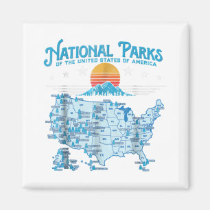 Aimant Carte des parcs nationaux des États-Unis Randonnée
