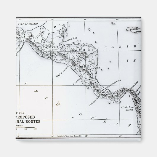Aimant Carte des routes proposées du canal Isthmien (Devant)