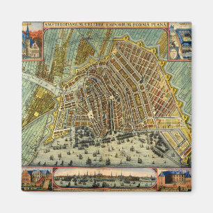 Aimant Carte des rues antiques d'Amsterdam, Pays-Bas