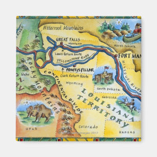 Aimant Carte d'expédition de Lewis et de Clark