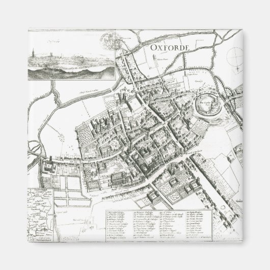 Aimant Carte d'Oxford, 1643 (Devant)