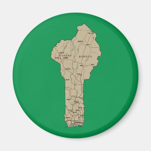Aimant carte du Bénin (Devant)