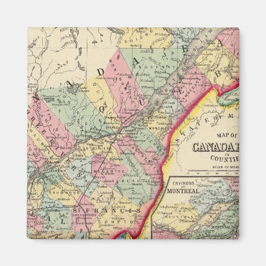 Aimant Carte Du Canada Est Dans Les Comtés (Devant)