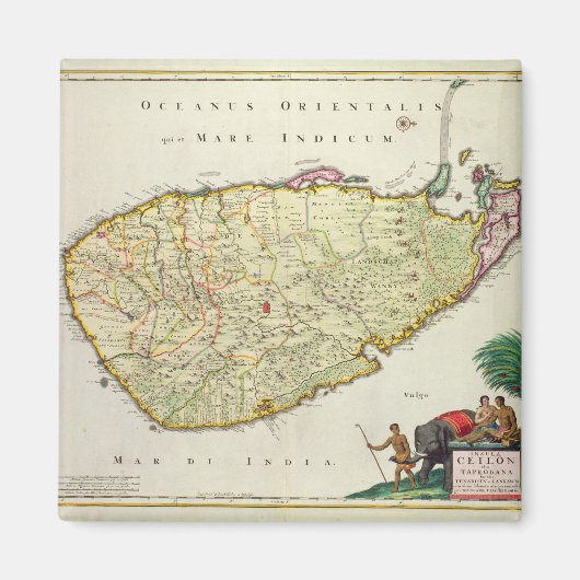 Aimant Carte du Ceylan selon Nicolas Visscher (Devant)