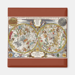 Aimant Carte du ciel planisphère vintage par Nicholas de 