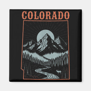 Aimant carte du Colorado portant des montagnes rétro