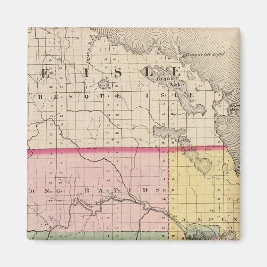 Aimant Carte du comté d'Alpena, Michigan (Devant)
