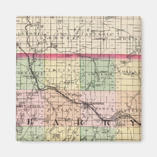 Aimant Carte du comté de Barry, Michigan (Devant)