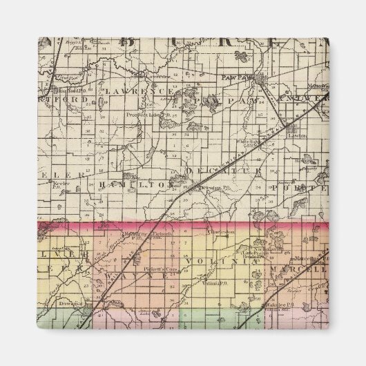 Aimant Carte du comté de Cass, Michigan (Devant)