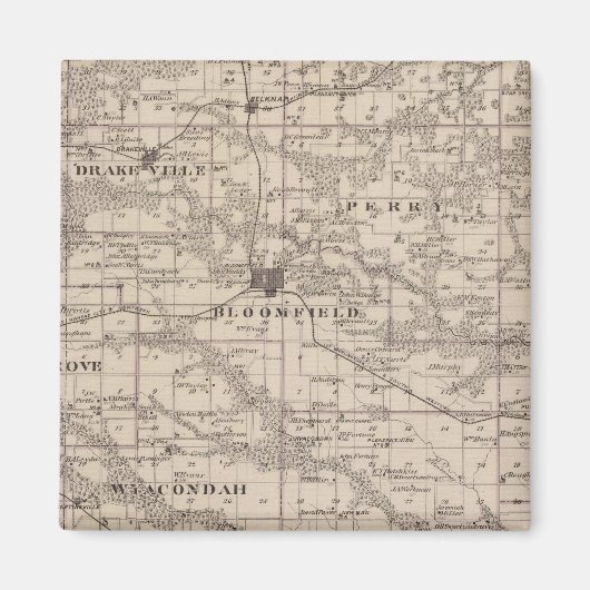 Aimant Carte du comté de Davis, État de l'Iowa (Devant)