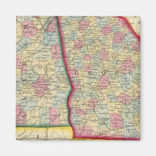 Aimant Carte Du Comté De Géorgie Et D'Alabama