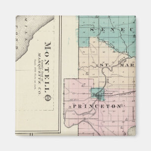 Aimant Carte du comté de Green Lake, État du Wisconsin